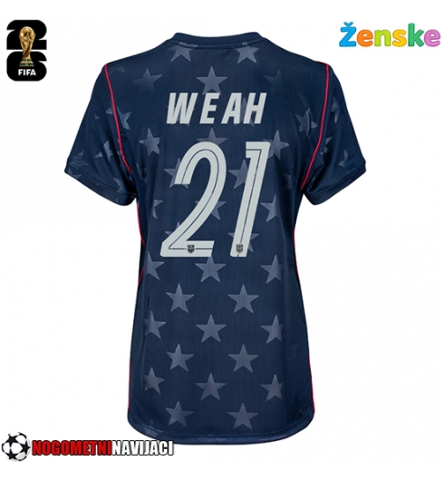 Ženske Nogometnih dresov Združene države Timothy Weah #21 Gostujoči SP 2026 Kratki rokavi Ženske Nogometnih dresov Združene države Timothy Weah #21 Gostujoči SP 2026 Kratki rokavi